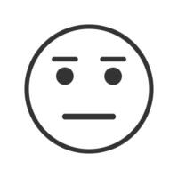 Face icon with neutral emotion. Unbiased, indifferent, detached, unconcerned, dispassionate, uninvolved, impartial, awkwardness expression vector