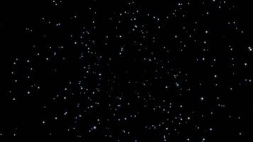 Animated background with flying glowing star particles in a cartoon style. seamless loop video