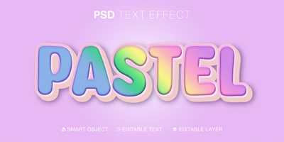 3D Pastel Color Gradient Editable Text Effect psd