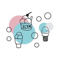 Set of hand drawn elements ice cream vector
