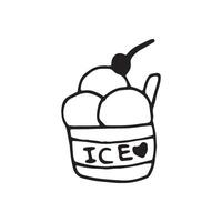 Hand drawn element ice cream for recipe, culinary design. vector