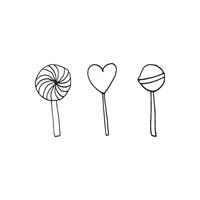 Hand drawn set of candy, lollipop circle for New Year and Xmas illustration. vector