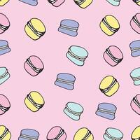 Hand drawn seamless pattern with colorful macarons vector