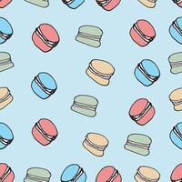 Hand drawn seamless pattern with colorful macarons vector