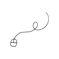 Single element of computer mouse in doodle business set. Hand drawn illustration for cards, posters, stickers and professional design. vector