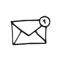 Single element of message on the phone in doodle business set. Hand drawn illustration for cards, posters, stickers and professional design. vector
