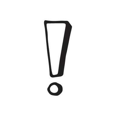 Single element of exclamation mark in doodle business set. Hand drawn illustration for cards, posters, stickers and professional design.