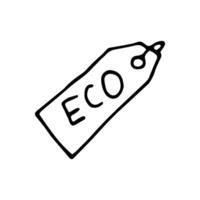 Hand drawn ecology doodle with eco label, illustration about environment problems. Sketch elements set for graphic and web design. vector