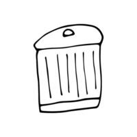 Hand drawn ecology doodle with garbagge can, illustration about environment problems. Sketch elements set for graphic and web design. vector