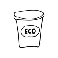 Hand drawn ecology doodle with garbagge can, illustration about environment problems. Sketch elements set for graphic and web design. vector
