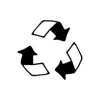 Hand drawn ecology doodle with eco reuse label, illustration about environment problems. Sketch elements set for graphic and web design. vector