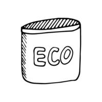 Hand drawn ecology doodle with garbagge can, illustration about environment problems. Sketch elements set for graphic and web design. vector