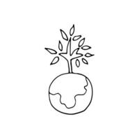 Hand drawn ecology doodle plant and leaves. illustration about environment problems. Sketch elements set for graphic and web design. vector
