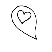 Single element of message and bubble with heart in doodle style. Hand drawn illustration for cards, posters, stickers and professional design. vector