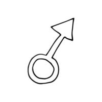 Hand drawn doodle illustration with gender symbol. WC concept design. Mars symbols. Isolated on white backdrop vector