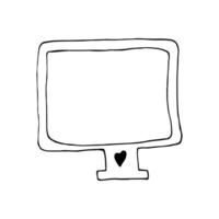 Single element of graph on monitor, computer in doodle business set. Hand drawn illustration for cards, posters, stickers and professional design. vector