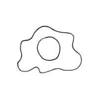 Single hand drawn fried egg. Doodle illustration in cute style. Element for greeting cards, posters, stickers and menu design. Isolated on white background vector