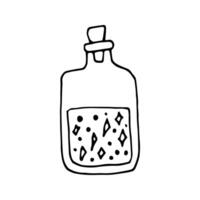 Single hand drawn element glass with magic elixir for greeting cards, posters, stickers and esotericist design. Isolated on white background. Doodle illustration. vector