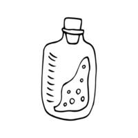 Single hand drawn element glass with magic elixir for greeting cards, posters, stickers and esotericist design. Isolated on white background. Doodle illustration. vector