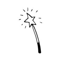 Doodle elements about magic wand. Hand drawn illustration with esoteric symbols. Isolated on white backdrop. vector