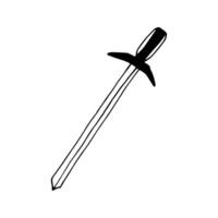 Doodle elements about magic medieval dagger. Hand drawn illustration with esoteric symbols. Isolated on white backdrop. vector