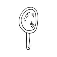 Doodle elements about magic mirror. Hand drawn illustration with esoteric symbols. Isolated on white backdrop. vector