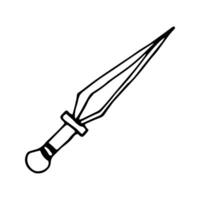 Doodle elements about magic medieval dagger. Hand drawn illustration with esoteric symbols. Isolated on white backdrop. vector