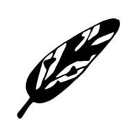 Single doodle elements feather. Hand drawn symbols writing and magic. Isolated on white backdrop. vector