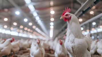 Inside a modern poultry barn White Chicken Ocean photo