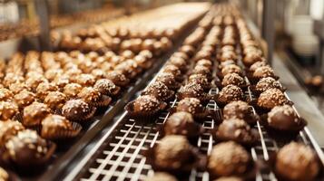 Chocolate produced in a chocolate factory photo