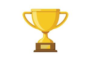 A simple illustration of a golden trophy with a brown base, isolated on a white background. vector