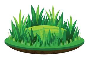 A vibrant illustration depicting a patch of lush green grass with a rounded hill, isolated against a white background. vector