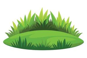 A digital illustration of a green grass patch with blades of grass forming a circular mound against a white background. vector