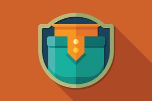 A illustration of a green pocket with an orange fold-over design inside a circular frame. vector