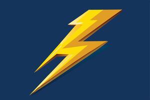 A digitally rendered illustration of a bright yellow lightning bolt against a dark blue background. The bolt is angled from the top left to the bottom right of the frame. vector