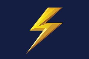 A digital illustration of a golden lightning bolt icon on a blue background. The lightning bolt is angled to the right and is depicted in a 3D style. vector