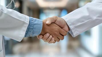 Patient shaking hands with doctor The concept of curing patients from disease photo