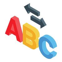 Language exchange concept with abc cubes and switching arrows vector