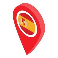 Location pin pointing on spain flag showing concept of spain location vector