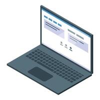 Modern laptop showing social media website, isometric view vector