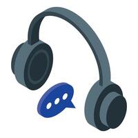 Headset showing customer service with speech bubble icon vector