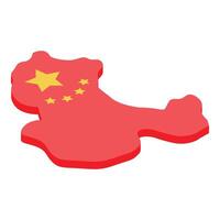 Isometric map of china with the chinese flag vector