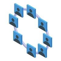 Circular network connecting business people working remotely from home office vector