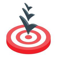 Check marks hitting center of target achieving business goals vector