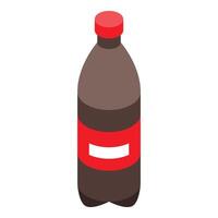 Plastic bottle with a red label is standing on a white background vector