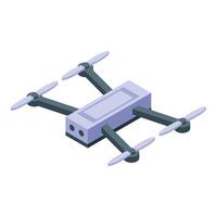 Modern drone flying with four propellers isometric view vector