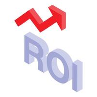 Roi increasing with red arrow pointing up vector