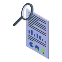 Magnifying glass examining financial report with charts and graphs vector