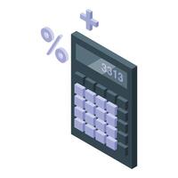 Calculator showing percentage sign and plus sign for calculating taxes vector