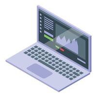 Laptop showing stock market data with charts and numbers vector